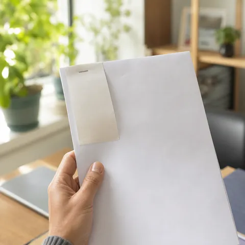Illustration zum Abschnitt „Stufe 2: Deinen Zugangsnachweis in Stellung bringen“ im Ratgeber „Kündigung wird nicht bestätigt? Dein Vier-Stufen-Plan“: Nahaufnahme eines Briefs mit angehefteter Sendebestätigung.