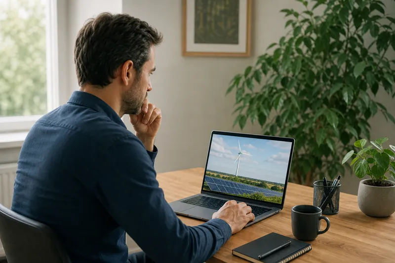 Symbolbild zum Ratgeber „Herkunftsnachweis Strom: Zertifikat mit Grenzen“: eine Person prüft ein Herkunftsnachweis-Register am Laptop.