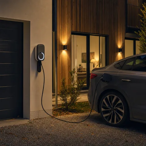 Illustration zum Abschnitt „Welcher Verbrauch sich überhaupt verschieben lässt“ im Ratgeber „Lastverschiebung im dynamischen Tarif: so lohnt sie sich“: eine Wallbox lädt nachts ein Elektroauto.