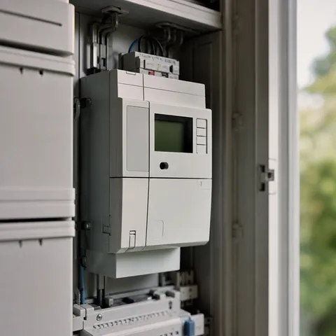 Illustration zum Abschnitt „Ohne iMSys kein dynamischer Tarif: der Grund in einer Tabelle“ im Ratgeber „Ohne Smart Meter kein dynamischer Stromtarif“: Nahaufnahme eines intelligenten Messsystems im Schrank.