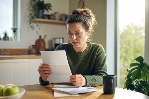 Symbolbild zum Ratgeber „Preiserhöhung: Sonderkündigungsrecht richtig nutzen“: eine Person öffnet überrascht einen Brief am Küchentisch.